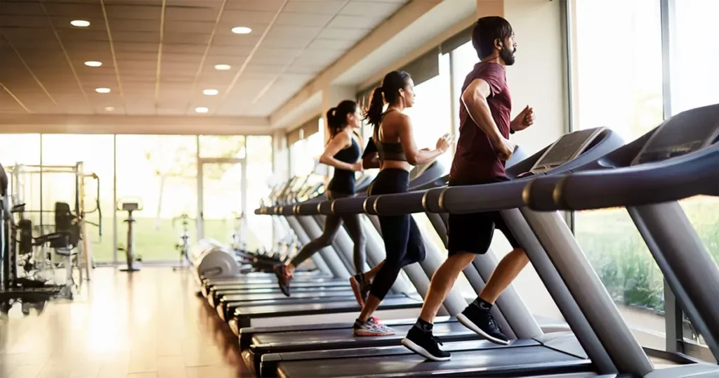 best cardio exercises at vibe gym . man doing treadmill